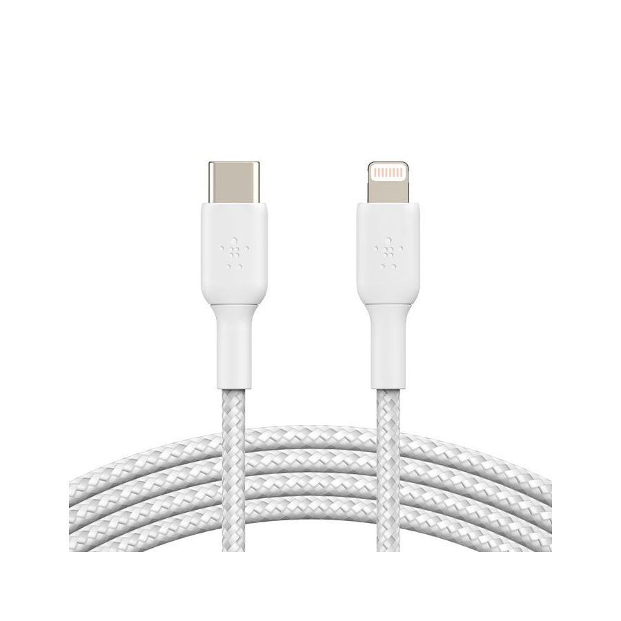 Кабель Belkin BoostCharge USB-C Braided Cable with Lightning Connector белый цена и фото