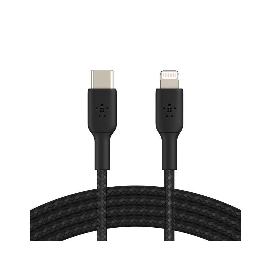 Кабель Belkin BoostCharge USB-C Braided Cable with Lightning Connector черный кабель belkin boostcharge usb a braided cable with lightning connector черный