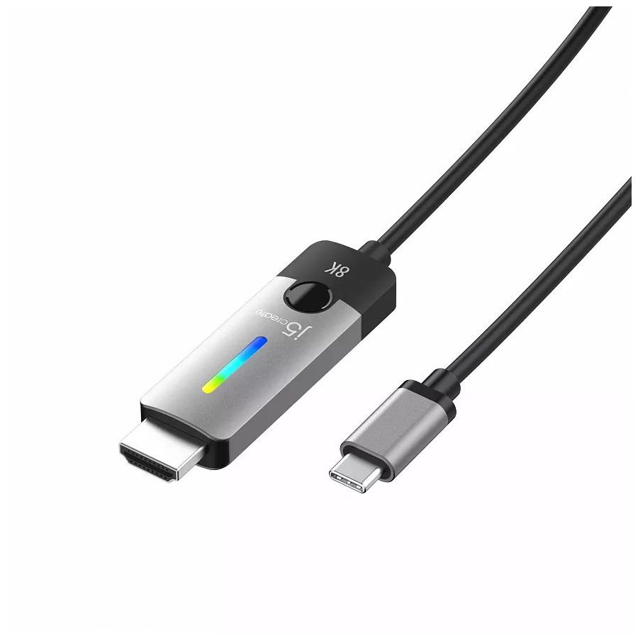 Кабель j5create USB-C to 8K HDMI 2.1 - длина 1.8 м, цвет серый JCC157 - фото 1