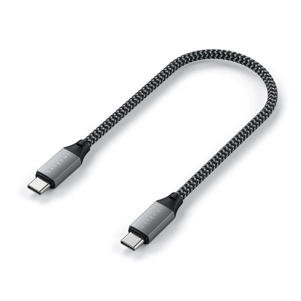 Кабель Satechi Type-C Cable. Длина кабеля: 25 см. Цвет: серый космос. умная настольная лампа с беспроводным зарядным устройством и будильником