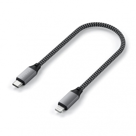 Кабель Satechi USB-C to Lightning MFI Cable. Длина кабеля: 25 см серый космос. - фото 4