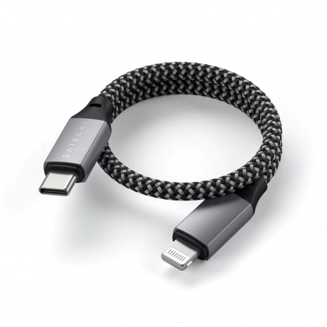 Кабель Satechi USB-C to Lightning MFI Cable. Длина кабеля: 25 см серый космос. - фото 5