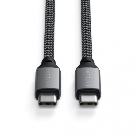 Кабель Satechi USB-C to USB-C 100W, длина 2 м. Цвет: серый космос. - фото 6