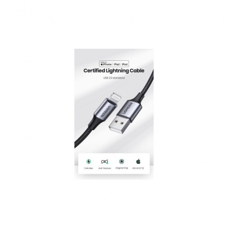 Кабель UGREEN  US199 (60156)  Lightning to USB-A 2.0 Cable черный - фото 2