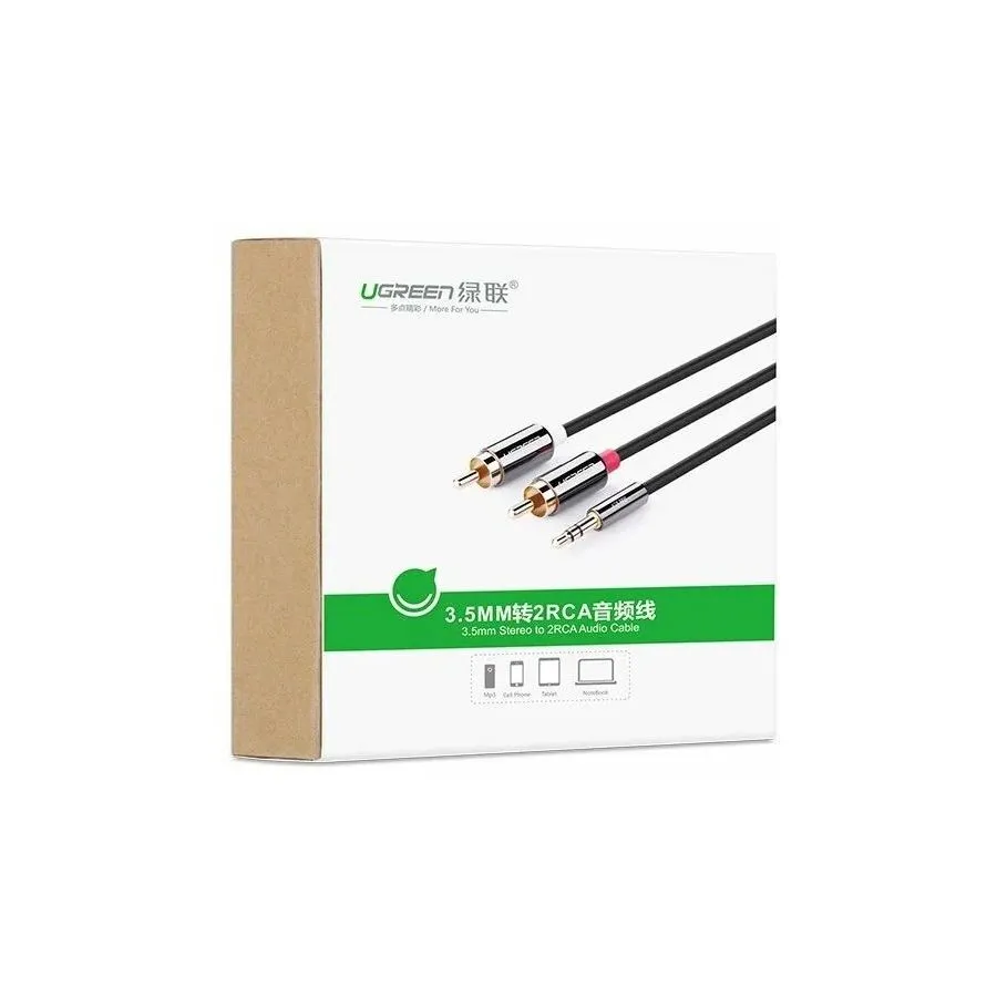 Кабель UGREEN AV116 (10584) 3.5mm Male to 2RCA Male Cable черный - фото 4