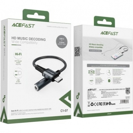 Кабель переходник ACEFAST C1-07 USB-C to DC3.5  черный - фото 2