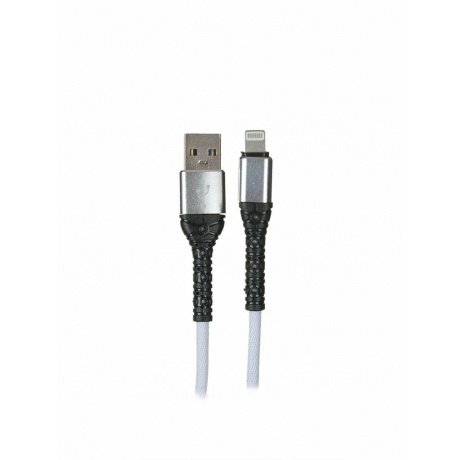 Дата-кабель Red Line USB – Lightning, 3А, тканевая оплетка, белый (УТ000034241) - фото 1