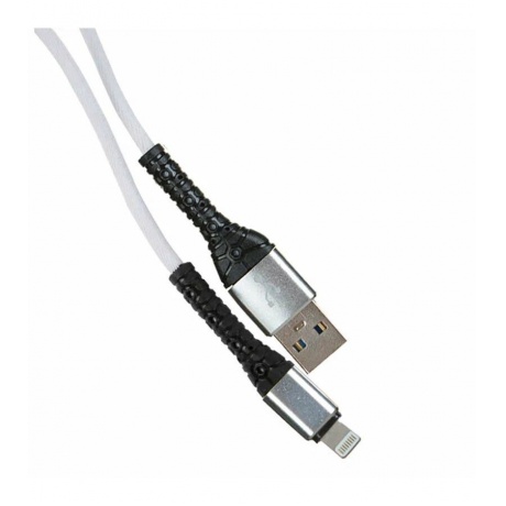 Дата-кабель Red Line USB – Lightning, 3А, тканевая оплетка, белый (УТ000034241) - фото 2