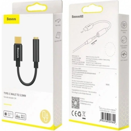 Кабель Baseus Type-C Male to 3.5mm Female Adapter L54 Black (CATL54-01) - фото 4
