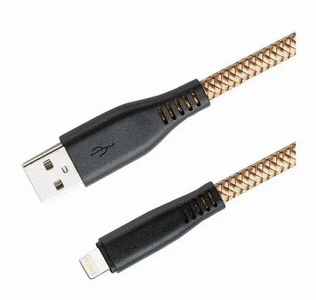 Кабель Gal 2637 USB (m)-Lightning (m) 1м золотистый плоский