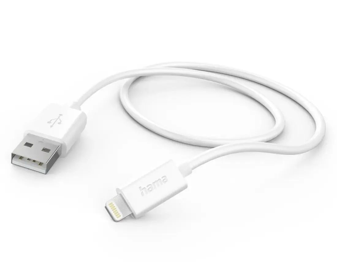 Кабель Hama H-201579 00201579 USB (m)-Lightning (m) 1м белый кабель lightning 1 5м hama 00183339 круглый черный