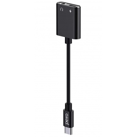Адаптер PERO AD10 USB TYPE-C TO USB TYPE-C/MINI JACK 3.5, черный