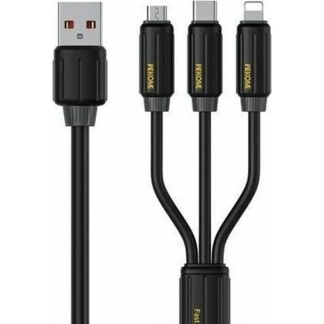 Кабель для зарядки Wekome 3 в 1 USB-C / Lightning / microUSB 66W WDC-30 black