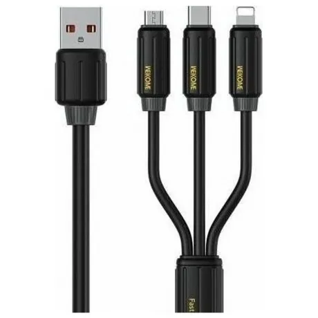Кабель для зарядки Wekome 3 в 1 USB-C / Lightning / microUSB  66...
