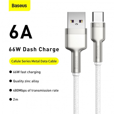 Кабель Baseus Cafule 2m White (CAKF000202) - фото 8