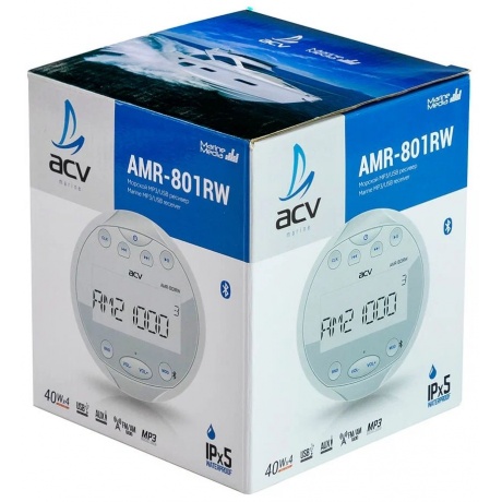 Морской водонепроницаемый ресивер ACV AMR-801RW 4х40Вт/USB/SD/FM/AM, белый - фото 3