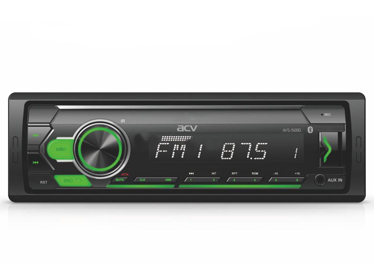 Автомагнитола ACV AVS-912BG (1din/зеленая/Bluetooth/USB/AUX/SD/FM/4*50) автомагнитола acv avs 814bg 1din зеленая bluetooth usb aux sd fm 4 50