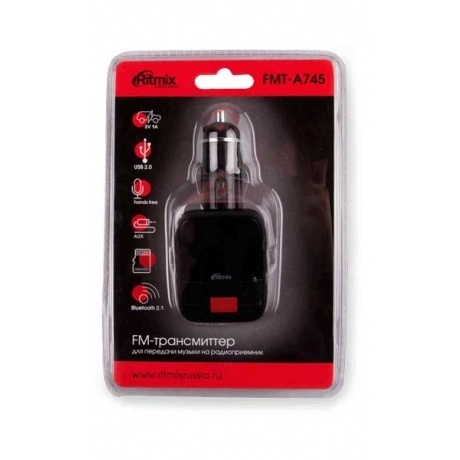 FM-трансмиттер Ritmix FMT-A745 черный - фото 3