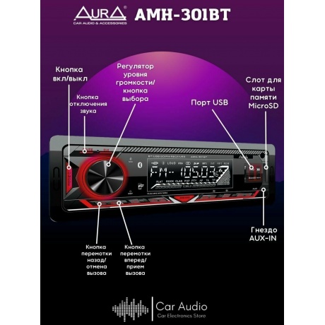 Автомагнитола AURA AMH-301BT USB - фото 9