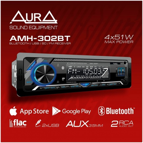 Автомагнитола AURA AMH-302BT USB - фото 6