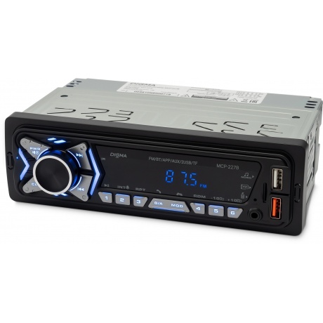 

Автомагнитола Digma MCP-227B 1DIN 2x45Вт v5.0 USB 2.0 AUX 2 ПДУ