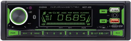 Автомагнитола Digma MCP-450 1DIN 4x45Вт v5.0 USB 2.0 AUX 4 ПДУ
