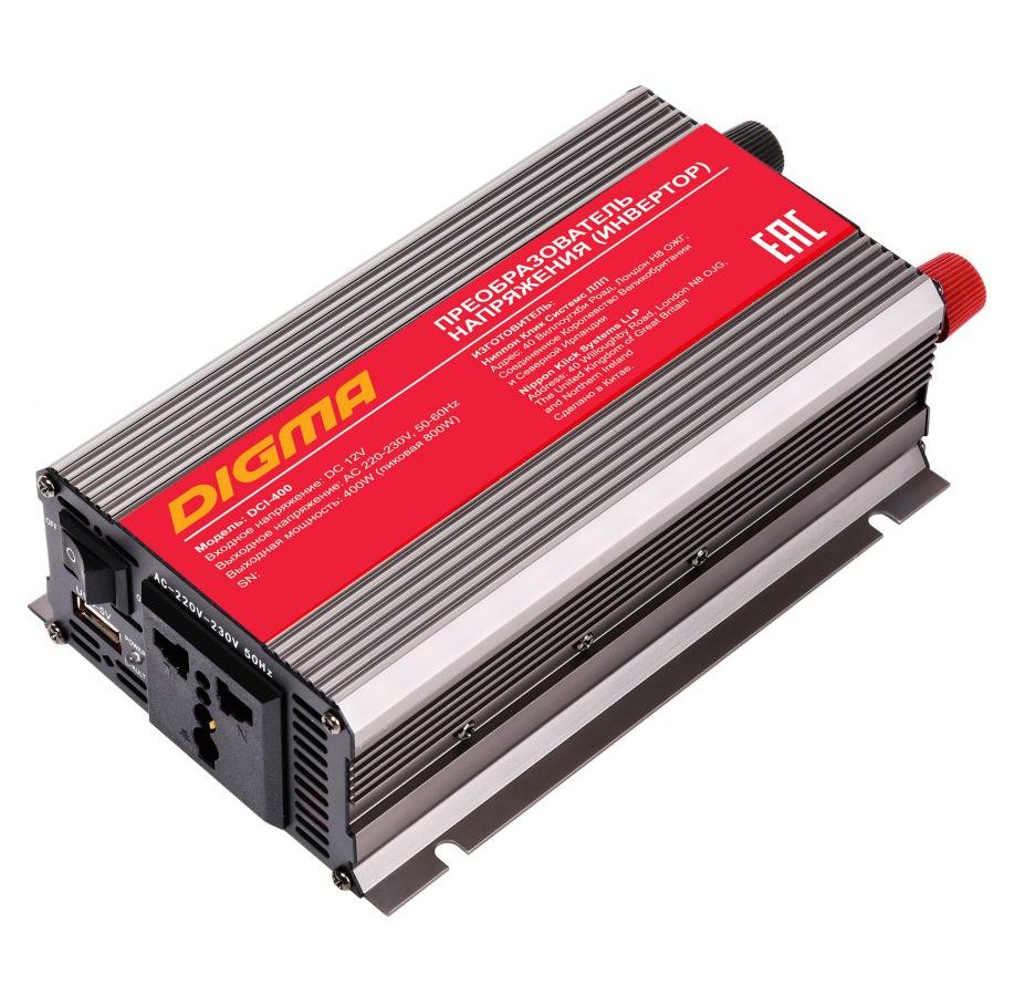Инвертор Digma DCI-400 400Вт с 12В на 220В 1 шт источник питания для прикуривателя 150 вт 12 в постоянного тока до 220 в переменного тока автомобильный инвертор адаптер с usb портом зарядн