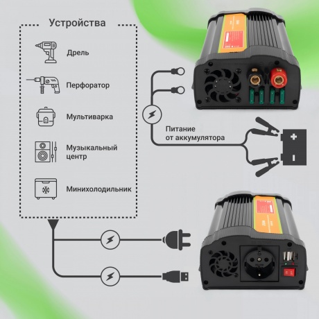 Автоинвертор Digma AI1000-12W 1000Вт - фото 11