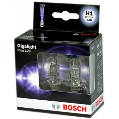 Лампа галогенная BOSCH H1 Gigalight Plus 120 12V 55W, комплект 2шт, 1987301105 - фото 1