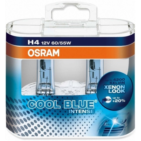 Лампа галогенная OSRAM H4 Cool Blue Intense 12V 60/55W, 2шт., 64193CBI-HCB - фото 1