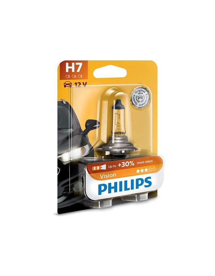 Лампа галогенная PHILIPS H7 Vision 12V 55W, 1шт, 12972PRB1