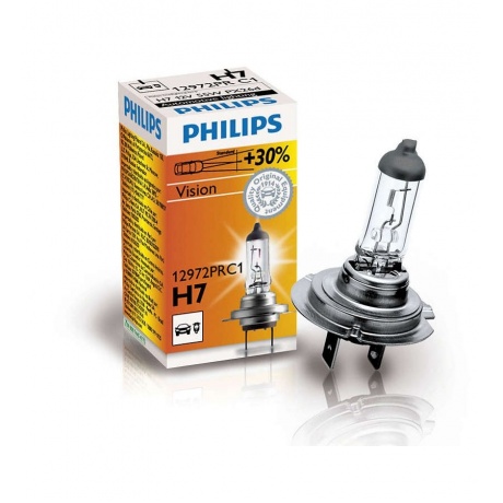 Лампа галогенная PHILIPS H7 Vision Premium (+30% света) 12V 55W, 1шт, 12972PRC1 - фото 1
