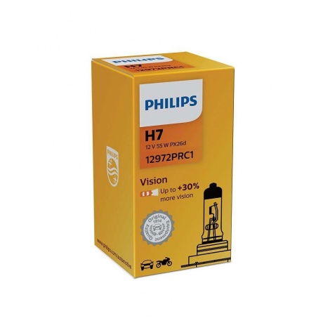 Лампа галогенная PHILIPS H7 Vision Premium (+30% света) 12V 55W, 1шт, 12972PRC1 - фото 4
