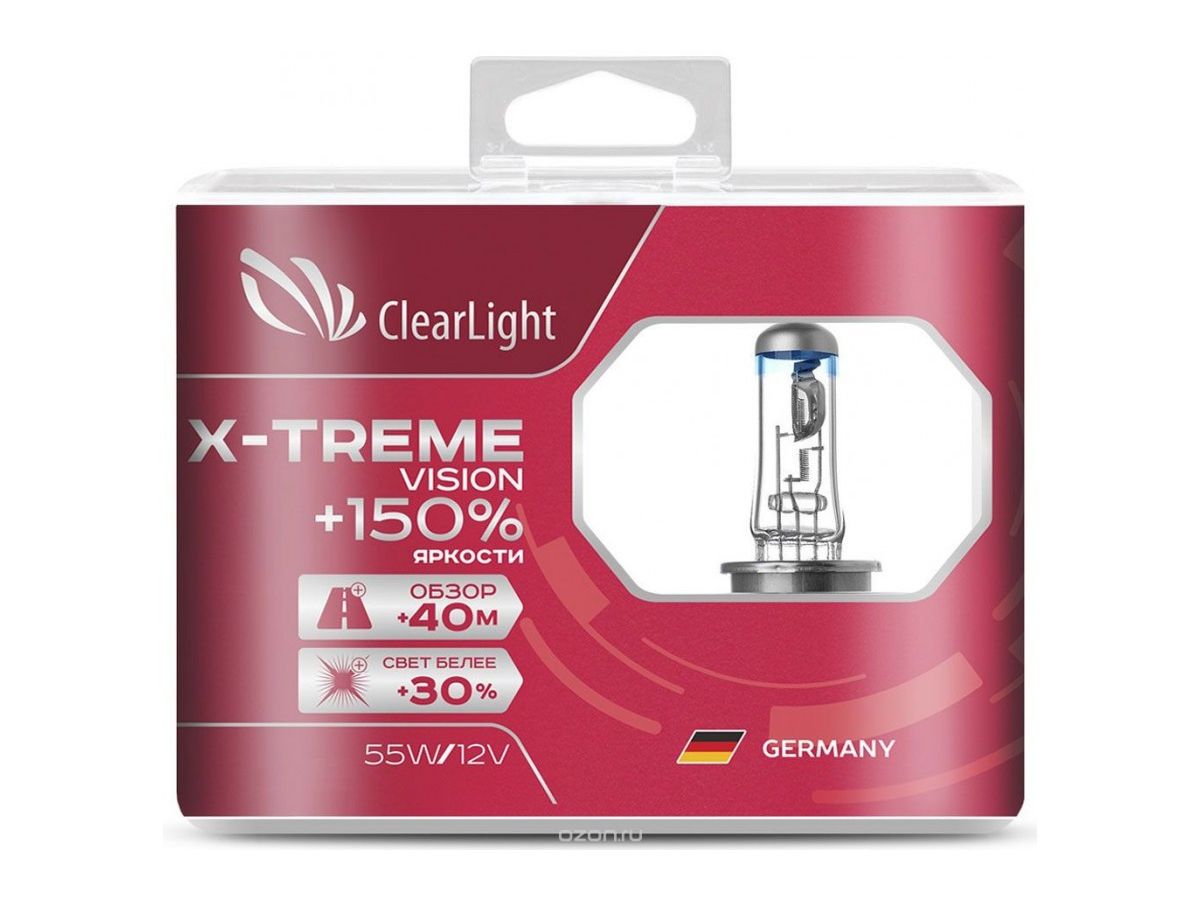 Лампа Clearlight H7 12V-55W X-treme Vision +150% Light (компл., 2 шт.) лампа clearlight hb3 12v 60w x treme vision 150% light компл 2 шт