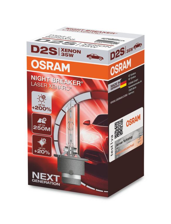 Лампа ксеноновая OSRAM D2S Xenarc Night Breaker Laser 85V-35W, 1шт, P32d-2, 66240XNL лампа tungsram d2s 85v 35w p32d 2 xensation megalight 100 1шт 53500cmu