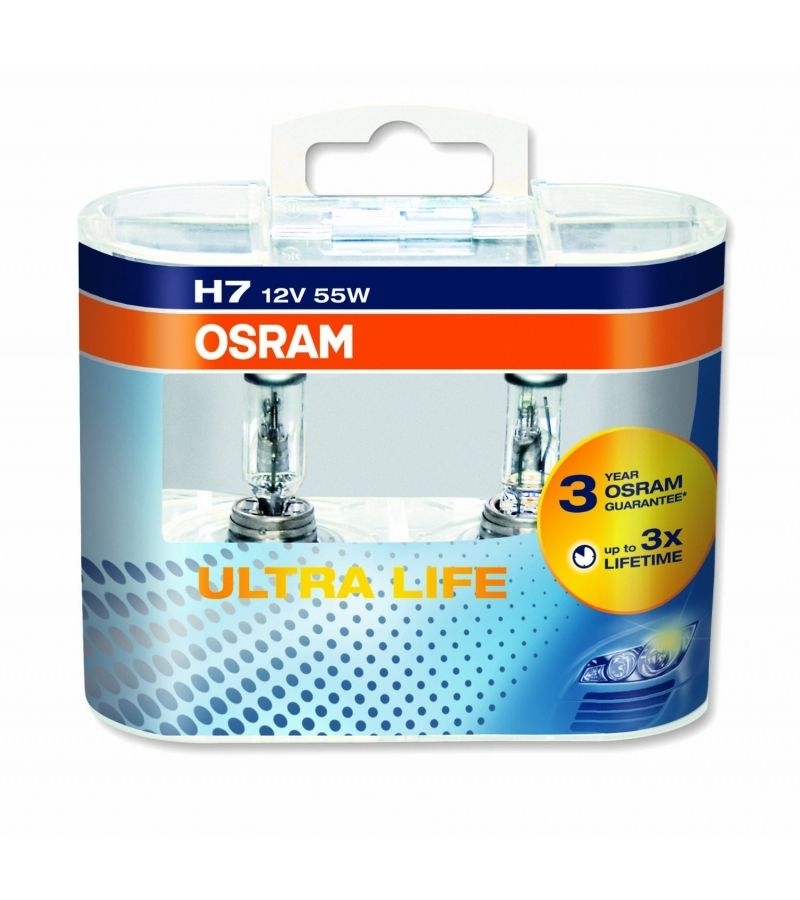 цена Лампа галогенная OSRAM H7 Ultra Life 12V 55W, 2шт., 64210ULT-HCB (пу.2)