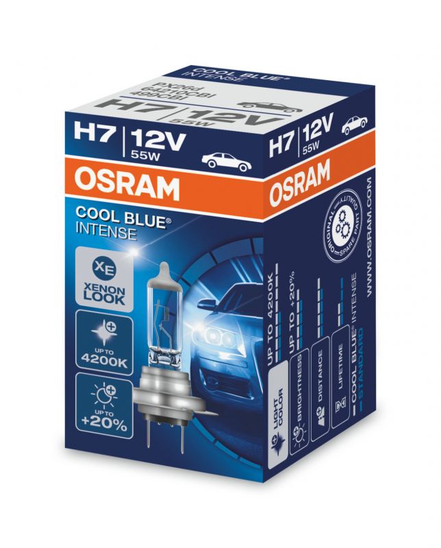 Лампа автомобильная OSRAM H7 55W PX26d+20% Cool Blue Intense 4200K 12V, 64210CBI