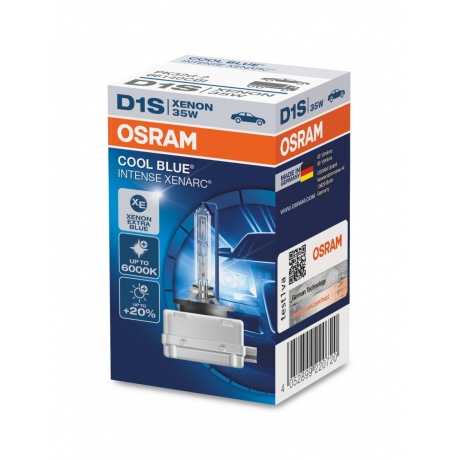 Лампа автомобильная OSRAM D1S 35W PK32d-2+20% Xenon Cool Blue Intense 6000K 85V, 2шт,, 66140CBI2 - фото 1
