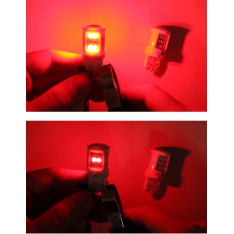 Лампа светодиодная PHILIPS W21/5W 12V-LED 21/5W W3x16q 1,9W RED 2шт. - фото 3