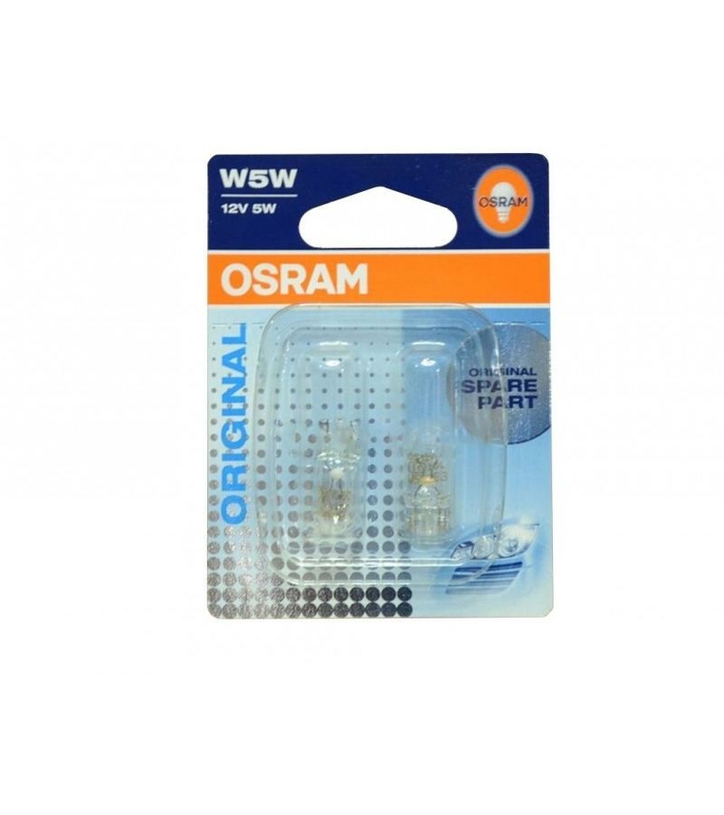 Лампа накаливания OSRAM W5W Original 12V 5W, 2шт.,2825-02B габаритная лампочка philips w5w 12v 5w w2 1x9 5d 2 штуки