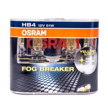 Лампа галогенная OSRAM HB4 Fog Breaker 12V-51W P22d, 2шт, 9006FBR-HCB (пу.2) - фото 2