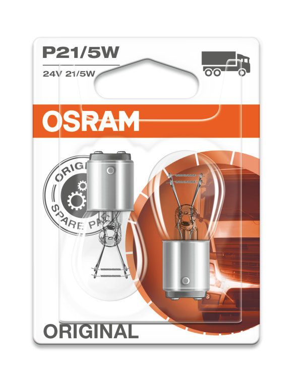 Лампа автомобильная OSRAM P21/5W (BAY15d), 2шт, 24V, 7537-2бл