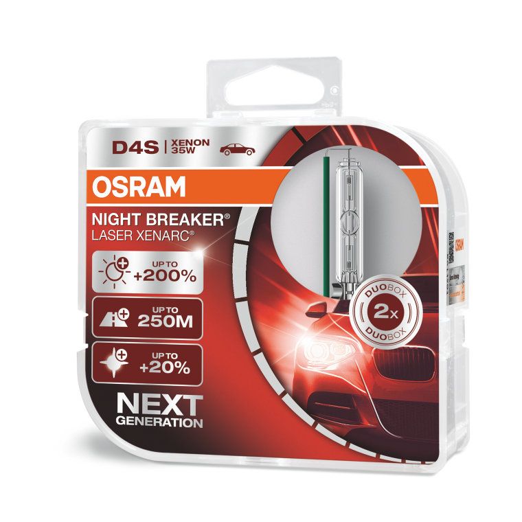 Лампа автомобильная OSRAM D4S 35W P32d-5+200% Xenarc Night Braker Laser 4400K 85V, 66440XNL