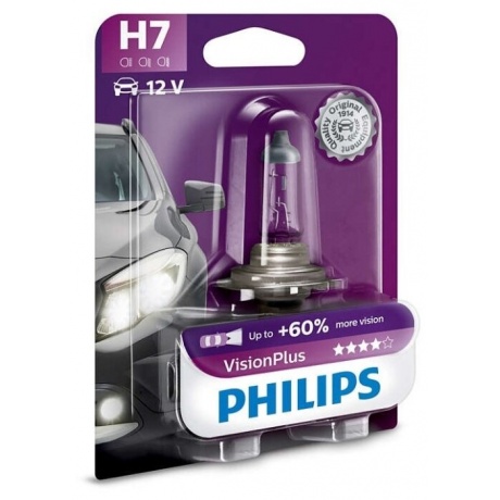 

Лампа галогенная Philips H7 Vision Plus 12V 55W, 1шт (12972VPB1)