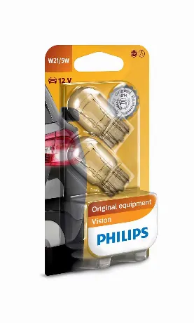 Лампа автомобильная Philips W21/5W W3x16q 12V-21/5W, 2шт, 12066B...