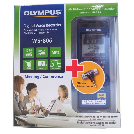 Диктофон Цифровой Olympus WS-806 + microphone ME-51S 4Gb синий - фото 1