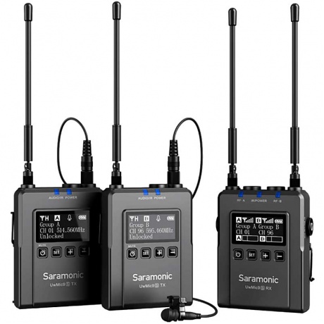 Цифровая радиосистема Saramonic UwMic9s Kit2 (RX9S+TX9S+TX9S) с 2 передатчиками и 1 приемником - фото 1