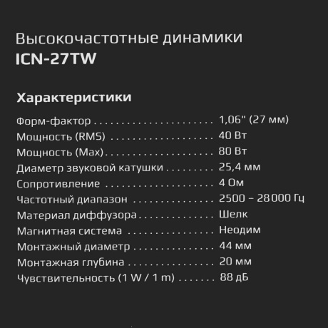 Автомобильный твитер Tonemix ICN-27TW - фото 8