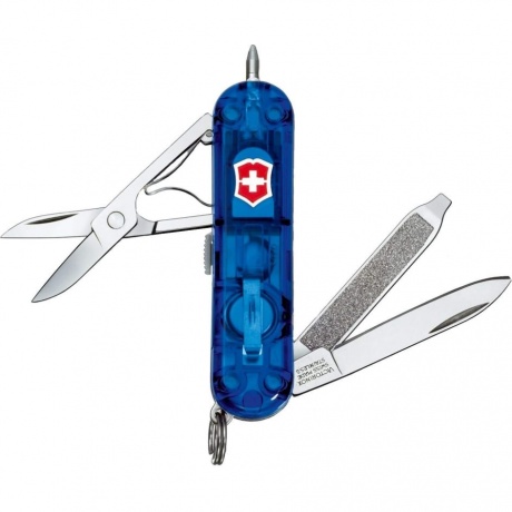 Нож-брелок Victorinox Classic Signature Lite, 58 мм, 7 функций, полупрозрачный синий - фото 2