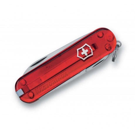 Нож-брелок Victorinox Classic, 58 мм, 7 функций, полупрозрачный красный - фото 2